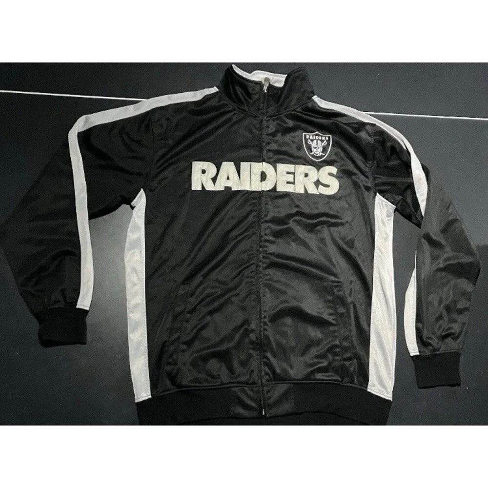 Men’s Large Tall NFL Team Apparel Las Vegas Raiders Embroidered Black Jacket
